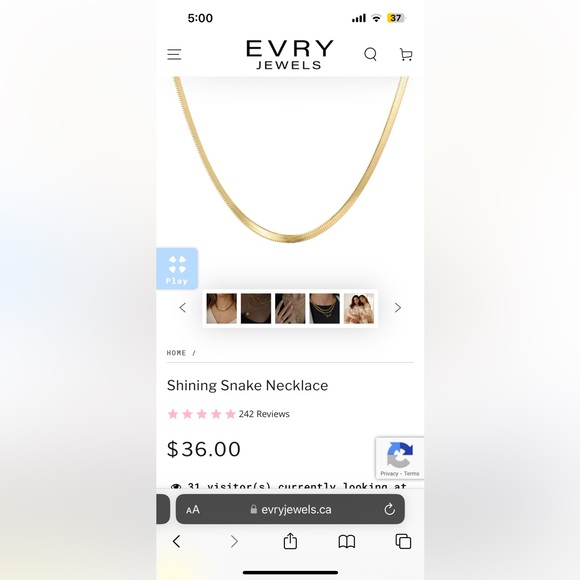 18kt Gold Plated Shining Snake Necklace - Picture 2 of 5